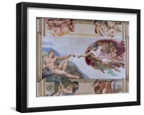 Michelangelo, the Creation of Adam in the Sistine Chapel, Vatican, Rome, Lazio, Italy, Europe-Rainford Roy-Framed Photographic Print