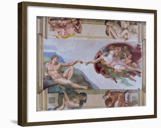Michelangelo, the Creation of Adam in the Sistine Chapel, Vatican, Rome, Lazio, Italy, Europe-Rainford Roy-Framed Photographic Print