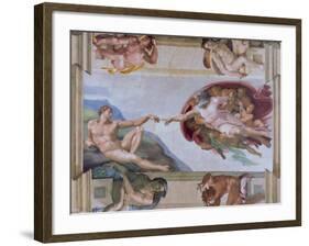 Michelangelo, the Creation of Adam in the Sistine Chapel, Vatican, Rome, Lazio, Italy, Europe-Rainford Roy-Framed Photographic Print