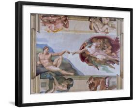 Michelangelo, the Creation of Adam in the Sistine Chapel, Vatican, Rome, Lazio, Italy, Europe-Rainford Roy-Framed Photographic Print