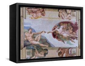 Michelangelo, the Creation of Adam in the Sistine Chapel, Vatican, Rome, Lazio, Italy, Europe-Rainford Roy-Framed Stretched Canvas