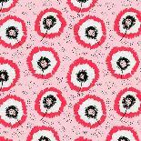 Gray Red on Pink Flower Fringes Polka Dot-Michele Channell-Stretched Canvas