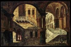 Courtyard with a Staircase, 1730s-Michele Marieschi-Giclee Print