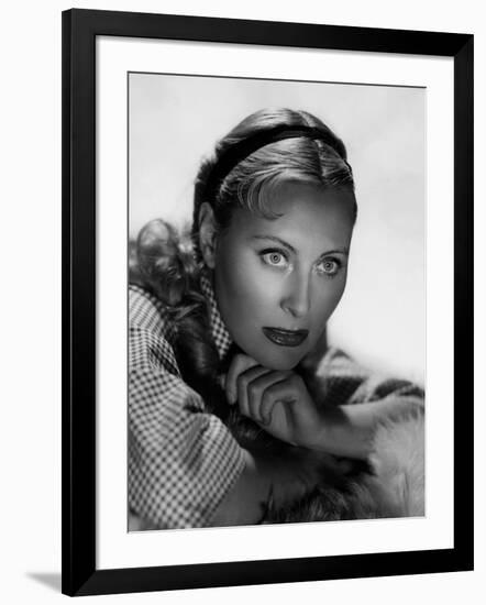 Michele Morgan (b/w photo)-null-Framed Photo