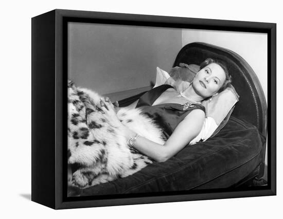 Michèle Morgan Laid on a Bed, 1951-Marcel Begoin-Framed Stretched Canvas