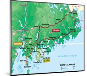 Michelin Official Coastal Maine Driving Tour Map Art Print Poster-null-Mounted Poster
