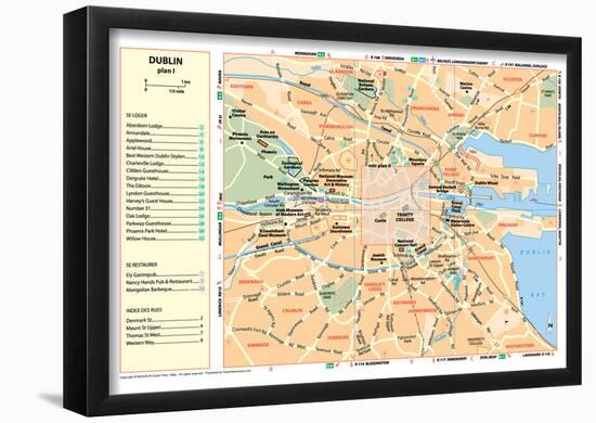 Michelin Official Dublin French Map Art Print Poster-null-Framed Poster