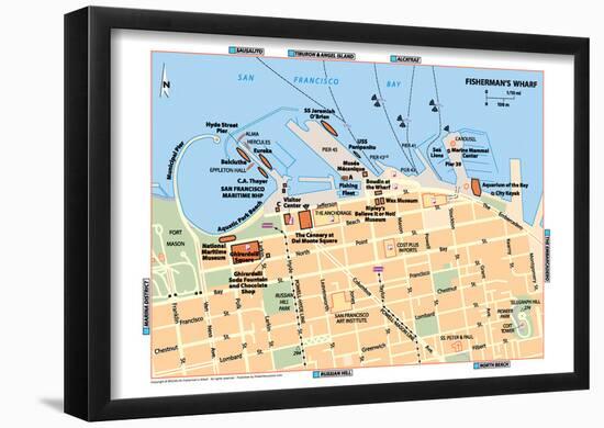 Michelin Official Fisherman's Wharf Map Art Print Poster-null-Framed Poster