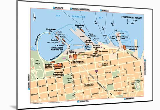 Michelin Official Fisherman's Wharf Map Art Print Poster-null-Mounted Poster