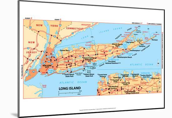 Michelin Official Long Island Map Art Print Poster-null-Mounted Poster