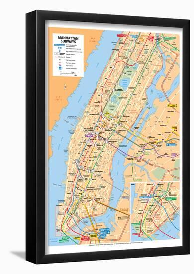 Michelin Official Manhattan Subways Map Art Print Poster-null-Framed Poster