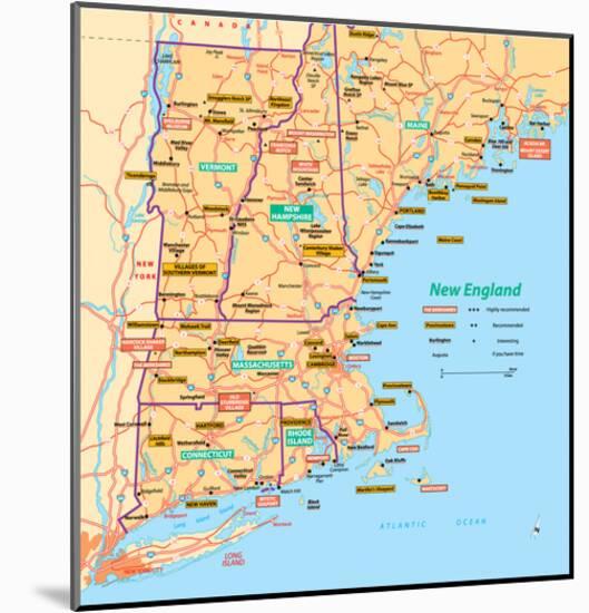 Michelin Official New England Map Art Print Poster-null-Mounted Poster