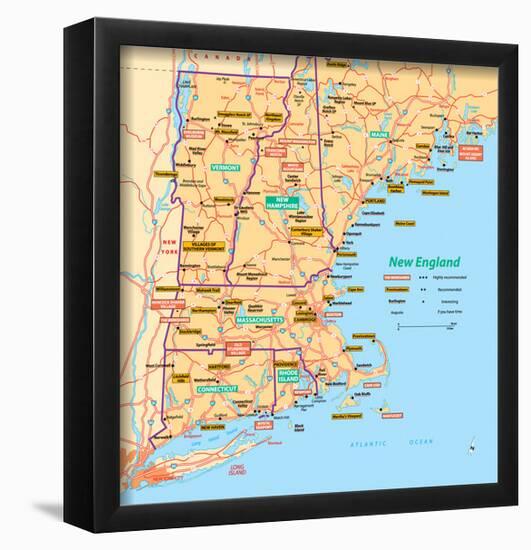 Michelin Official New England Map Art Print Poster-null-Framed Poster