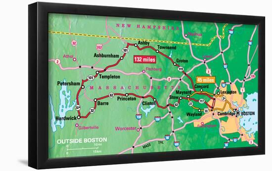 Michelin Official Outside Boston Driving Tour Map Art Print Poster-null-Framed Poster