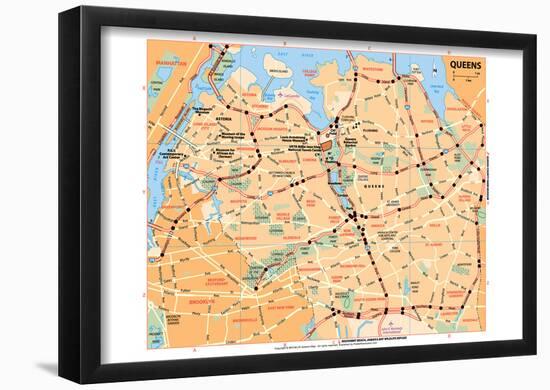 Michelin Official Queens NYC Map Art Print Poster-null-Framed Poster