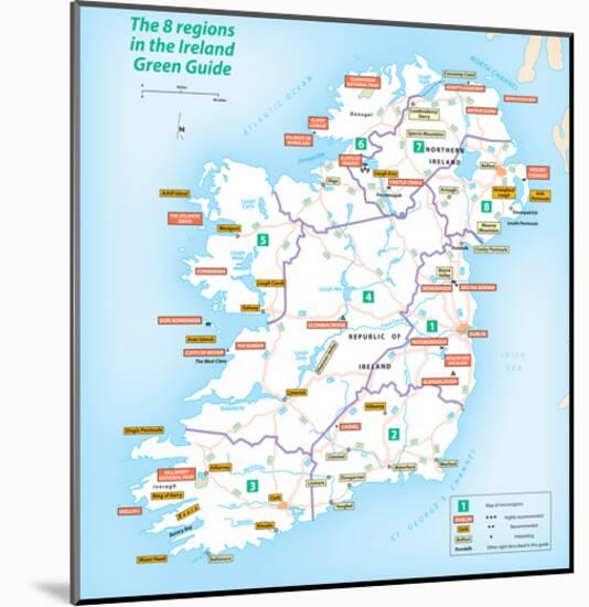 Michelin Official Regions of Ireland Green Guide Map Art Print Poster-null-Mounted Poster