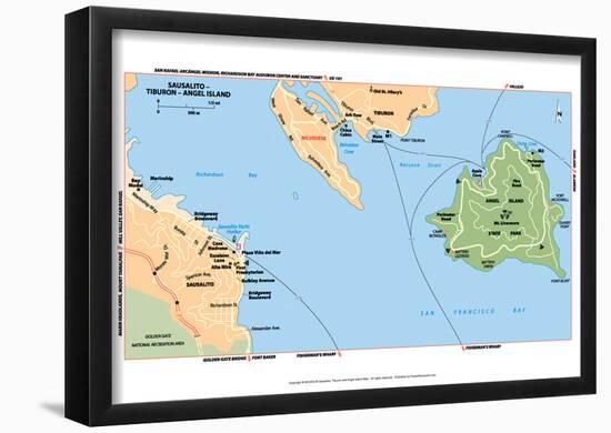 Michelin Official Sausalito Tiburon Angel Island Map Art Print Poster-null-Framed Poster