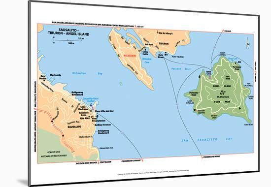 Michelin Official Sausalito Tiburon Angel Island Map Art Print Poster-null-Mounted Poster