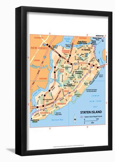 Michelin Official Staten Island NYC Map Art Print Poster-null-Framed Poster