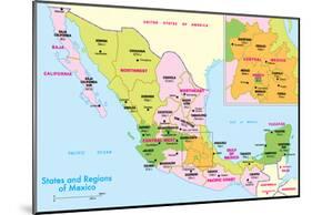 Michelin Official States and Regions of Mexico Map Art Print Poster-null-Mounted Poster