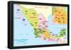Michelin Official States and Regions of Mexico Map Art Print Poster-null-Framed Poster
