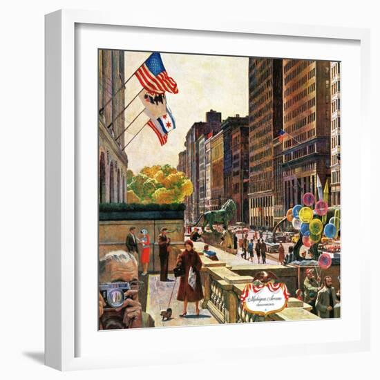 "Michigan Avenue, Chicago," October 15, 1960-John Falter-Framed Premium Giclee Print