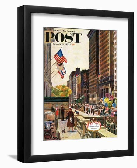 "Michigan Avenue, Chicago," Saturday Evening Post Cover, October 15, 1960-John Falter-Framed Premium Giclee Print