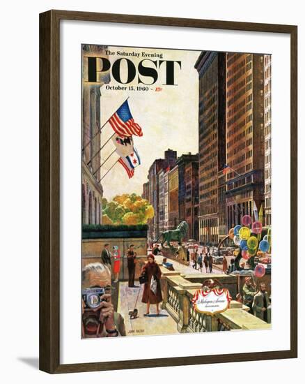 "Michigan Avenue, Chicago," Saturday Evening Post Cover, October 15, 1960-John Falter-Framed Giclee Print