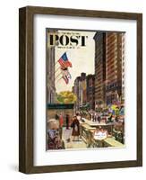 "Michigan Avenue, Chicago," Saturday Evening Post Cover, October 15, 1960-John Falter-Framed Giclee Print