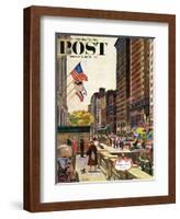 "Michigan Avenue, Chicago," Saturday Evening Post Cover, October 15, 1960-John Falter-Framed Giclee Print