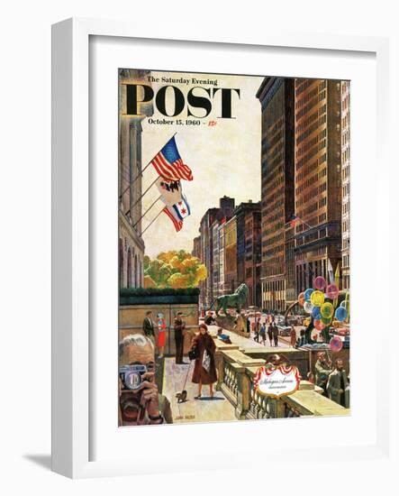 "Michigan Avenue, Chicago," Saturday Evening Post Cover, October 15, 1960-John Falter-Framed Giclee Print