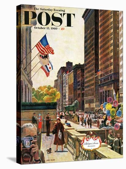"Michigan Avenue, Chicago," Saturday Evening Post Cover, October 15, 1960-John Falter-Stretched Canvas