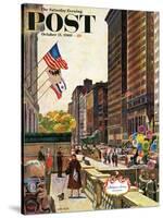 "Michigan Avenue, Chicago," Saturday Evening Post Cover, October 15, 1960-John Falter-Stretched Canvas