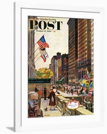 "Michigan Avenue, Chicago," Saturday Evening Post Cover, October 15, 1960-John Falter-Framed Giclee Print