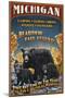 Michigan - Black Bears and Fall Colors-Lantern Press-Mounted Art Print