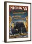 Michigan - Black Bears and Fall Colors-Lantern Press-Framed Art Print