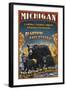 Michigan - Black Bears and Fall Colors-Lantern Press-Framed Art Print