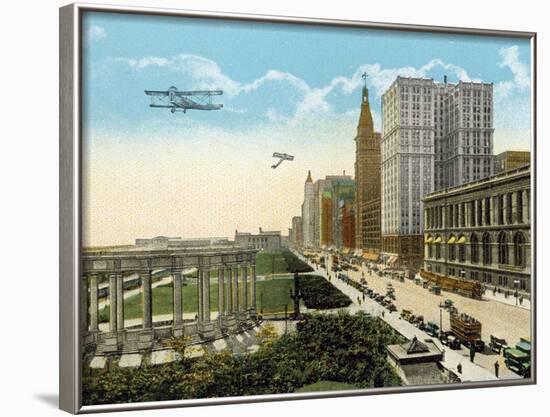 Michigan Boulevard and Grant Park, Looking South-null-Framed Photographic Print