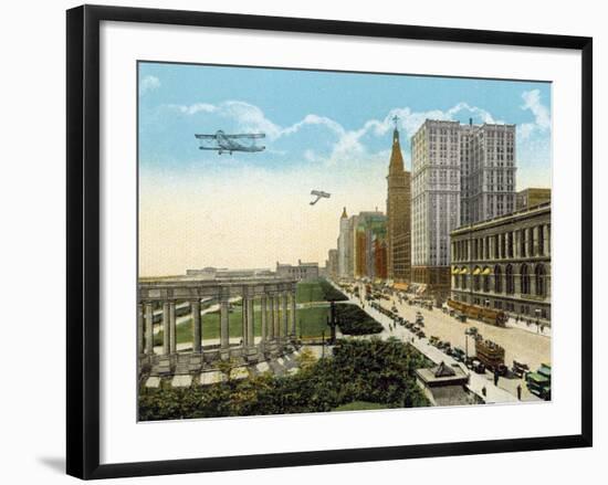 Michigan Boulevard and Grant Park, Looking South-null-Framed Photographic Print