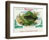 Michigan Brand Cigar Box Label-Lantern Press-Framed Art Print