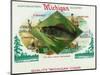 Michigan Brand Cigar Box Label-Lantern Press-Mounted Art Print