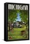 Michigan - Cherry Orchard Harvest-Lantern Press-Framed Stretched Canvas