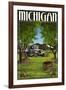 Michigan - Cherry Orchard Harvest-Lantern Press-Framed Art Print