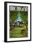 Michigan - Cherry Orchard Harvest-Lantern Press-Framed Art Print