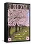 Michigan - Cherry Orchard in Blossom-Lantern Press-Framed Stretched Canvas
