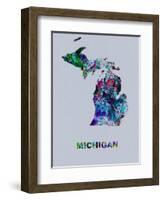 Michigan Color Splatter Map-NaxArt-Framed Art Print