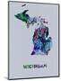 Michigan Color Splatter Map-NaxArt-Mounted Art Print