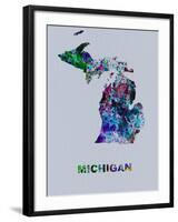 Michigan Color Splatter Map-NaxArt-Framed Art Print