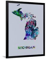 Michigan Color Splatter Map-NaxArt-Framed Art Print