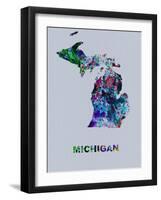 Michigan Color Splatter Map-NaxArt-Framed Art Print